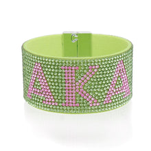 Cargar imagen en el visor de la galería, AKA Sorority Green Rhinestone Magnetic Bracelet
