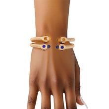 Cargar imagen en el visor de la galería, SGRHO Blue Gold Crystal Cable Bangle Bracelet Set
