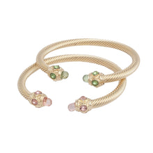 Cargar imagen en el visor de la galería, AKA Pink Green Gold Crystal Cable Bangle Bracelets
