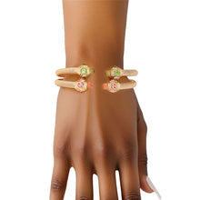 Cargar imagen en el visor de la galería, AKA Pink Green Gold Crystal Cable Bangle Bracelets
