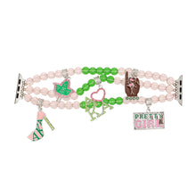 Load image into Gallery viewer, AKA Sorority Pink Green Glass Watch Band for Women
