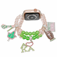 Load image into Gallery viewer, AKA Sorority Pink Green Glass Watch Band for Women
