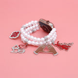 Updated DST White Pearl Charm Watch Band Women