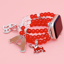 Cargar imagen en el visor de la galería, DST Sorority Red Clear Bead Watch Band for Women
