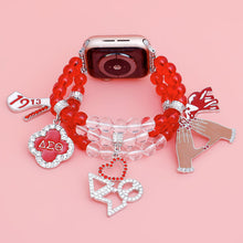 Cargar imagen en el visor de la galería, DST Sorority Red Clear Bead Watch Band for Women

