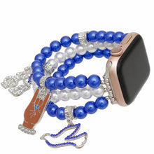 Cargar imagen en el visor de la galería, ZPB Sorority Blue White Pearl Watch Band for Women
