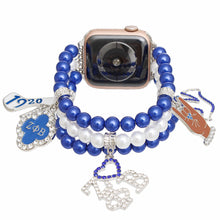 Cargar imagen en el visor de la galería, ZPB Sorority Blue White Pearl Watch Band for Women
