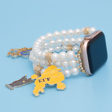 Load image into Gallery viewer, SGRHO Sorority White Pearl Watch Band for Women
