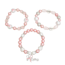 Cargar imagen en el visor de la galería, Bracelets Light Pink Breast Cancer Hope Set Women
