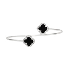 Cargar imagen en el visor de la galería, Bangle Silver Black Clover Pave Bracelet for Women
