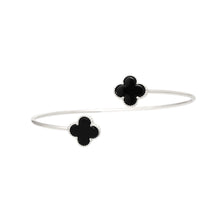 Cargar imagen en el visor de la galería, Bangle Silver Black Clover Open Bracelet for Women
