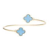 Bangle Gold Blue Clover Open Bracelet for Women