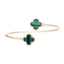 Load image into Gallery viewer, Bangle Gold Green Clover Open Bracelet for Women
