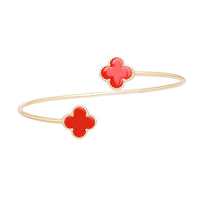 Load image into Gallery viewer, Bangle Gold Red Clover Open Bracelet for Women
