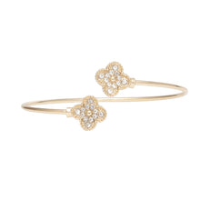 Cargar imagen en el visor de la galería, Bangle Gold Pave Quatrefoil Clover Bracelet Women
