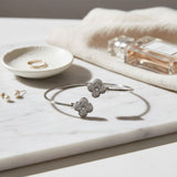 Bangle Silver Pave Quatrefoil Clover Bracelet