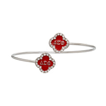 Load image into Gallery viewer, DST Sorority Rhinestone Red Clover Open Bangle
