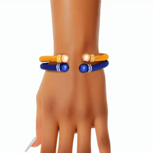 Cargar imagen en el visor de la galería, SGRHO Sorority 2 Pcs Blue Yellow Cable Bangles
