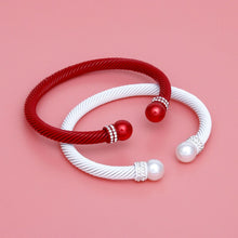 Cargar imagen en el visor de la galería, DST Sorority 2 Pcs Red White Cable Bangles
