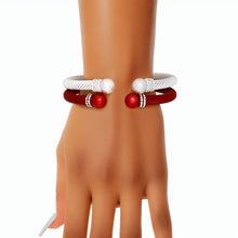 Cargar imagen en el visor de la galería, DST Sorority 2 Pcs Red White Cable Bangles
