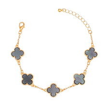 Cargar imagen en el visor de la galería, Bracelet Gold Gray Quatrefoil Clover 5 Motifs
