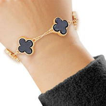 Cargar imagen en el visor de la galería, Bracelet Gold Gray Quatrefoil Clover 5 Motifs
