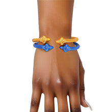 Load image into Gallery viewer, SGRHO Sorority Blue Gold Pointed Cable Bangle Set
