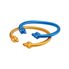 Load image into Gallery viewer, SGRHO Sorority Blue Gold Pointed Cable Bangle Set
