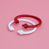 DST Sorority Red White Pointed Cable Bangle Set