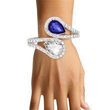 Cargar imagen en el visor de la galería, ZPB Blue and Clear Teardrop Crystal Cuff Bracelet
