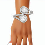 Cuff Brilliant Silver Teardrop Crystal Bracelet