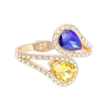 Cargar imagen en el visor de la galería, SGRHO Blue and Gold Teardrop Crystal Cuff Bracelet
