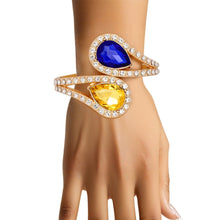 Cargar imagen en el visor de la galería, SGRHO Blue and Gold Teardrop Crystal Cuff Bracelet
