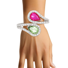 Cargar imagen en el visor de la galería, AKA Pink and Green Teardrop Crystal Cuff Bracelet
