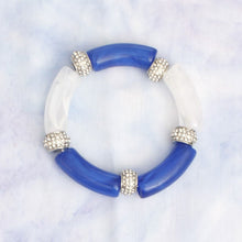 Cargar imagen en el visor de la galería, ZPB Blue White Tubular and Rondelle Bead Bracelet
