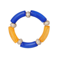 Cargar imagen en el visor de la galería, SGRHO Blue Gold Tubular and Rondelle Bead Bracelet

