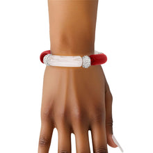 Cargar imagen en el visor de la galería, DST Red White Tubular and Rondelle Bead Bracelet
