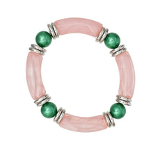 Cargar imagen en el visor de la galería, AKA Marbled Pink with Green Pearl Stretch Bracelet
