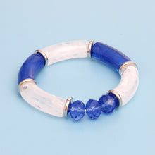 Cargar imagen en el visor de la galería, ZPB Blue White Tubular and Glass Bead Bracelet
