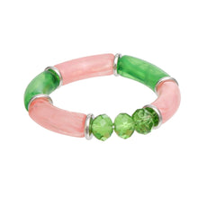 Load image into Gallery viewer, AKA Pink Green Tubular and Glass Bead Bracelet
