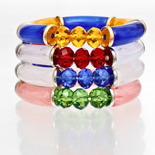 Load image into Gallery viewer, AKA Pink Green Tubular and Glass Bead Bracelet
