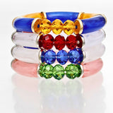 AKA Pink Green Tubular and Glass Bead Bracelet