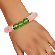 Load image into Gallery viewer, AKA Pink Green Tubular and Glass Bead Bracelet
