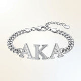 AKA Sorority Silver Chain Greek Letter Bracelet