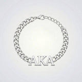 AKA Sorority Silver Chain Greek Letter Bracelet