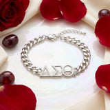 DST Sorority Silver Chain Greek Letter Bracelet