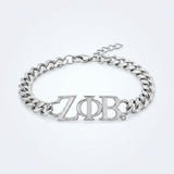 ZPB Sorority Silver Chain Greek Letter Bracelet