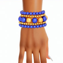 Cargar imagen en el visor de la galería, Bracelet Blue Gold Stacked Pearls for Women
