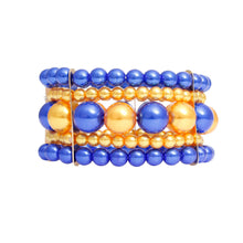 Cargar imagen en el visor de la galería, Bracelet Blue Gold Stacked Pearls for Women
