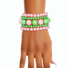 Cargar imagen en el visor de la galería, Bracelet Pink Green Stacked Pearls for Women
